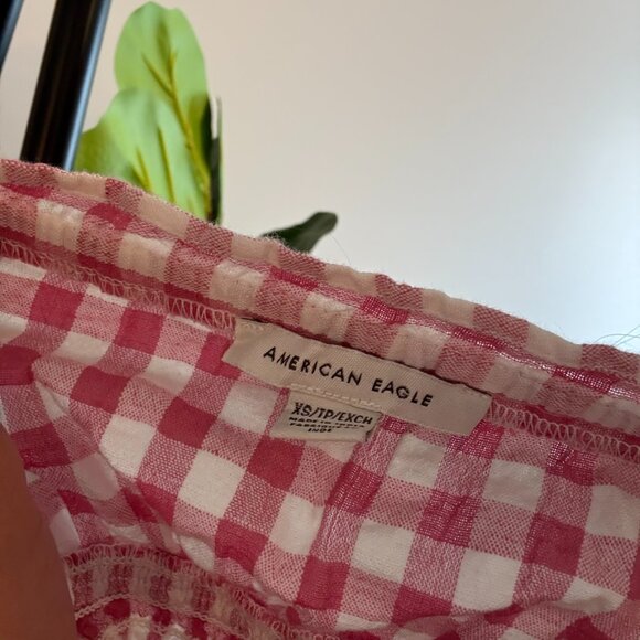 American Eagle Pink Gingham Matching Set - Crop Top & Skirt - Picture 2 of 6